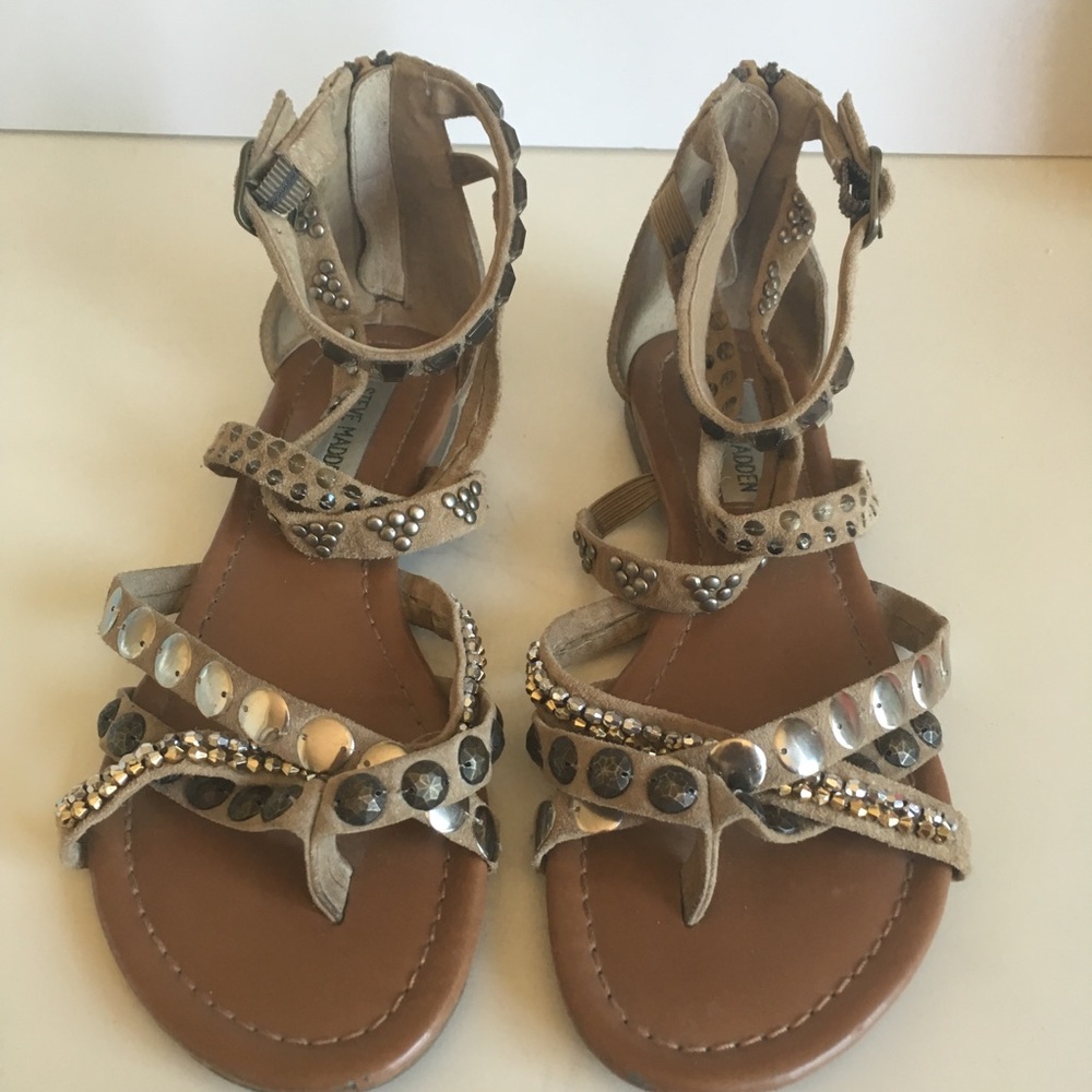 Steve Madden Studded Beaded Suede Sandals 5.5